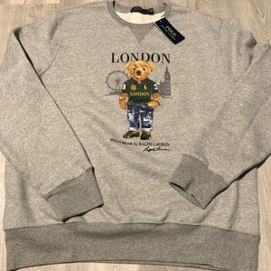 Polo Ralph Lauren London Bear Gray Fleece Sweater